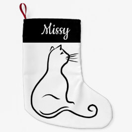 Cat silhouette single line simple black and white kleine kerstsok