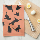 Cat Silhouette Theedoek (Quarter Fold)