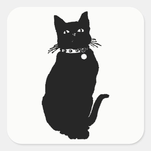Cat Silhouette Vierkante Sticker (Voorkant)