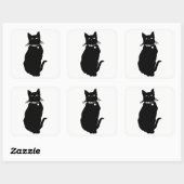 Cat Silhouette Vierkante Sticker (Vel)