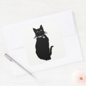 Cat Silhouette Vierkante Sticker (Envelop)