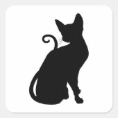 Cat Silhouette Vierkante Sticker (Voorkant)