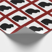 Cat Silhouette Wrapping Paper red border Cadeaupapier (Hoek)