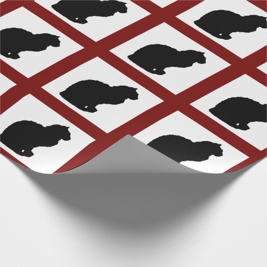 Cat Silhouette Wrapping Paper red border Cadeaupapier (Hoek)