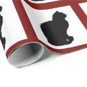 Cat Silhouette Wrapping Paper red border Cadeaupapier (Rol Hoek)