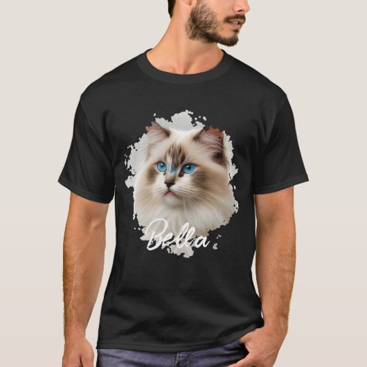 Cat Simple Modern Cool Typografie Naam en foto T-shirt (Voorkant)