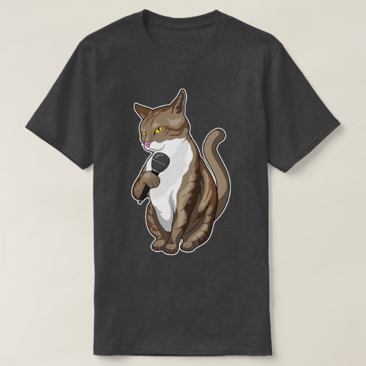 Cat Singer Microphone Music T-shirt (Design voorkant)