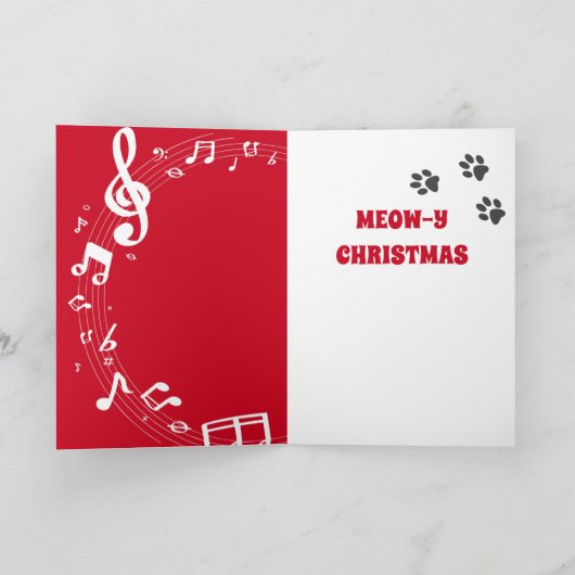 Cat SINGING Humor Song Rode Kerst Kaart (Binnen)