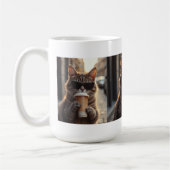 Cat Sipping Coffee On A Street Koffiemok (Links)