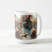 Cat Sipping Coffee On A Street Koffiemok (Voorkant rechts)