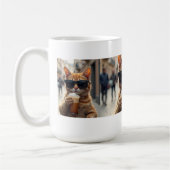 Cat Sipping Coffee On A Street Koffiemok (Links)