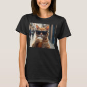 Cat Sipping Coffee On A Street T-shirt (Voorkant)