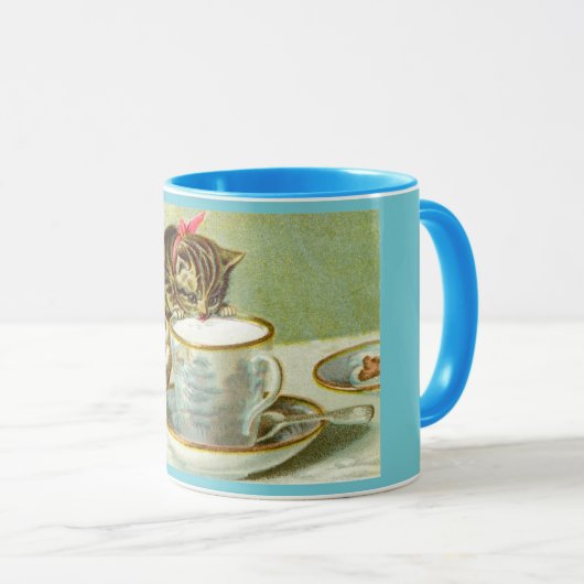 Cat Sipping Tea Custom Mok (Voorkant rechts)