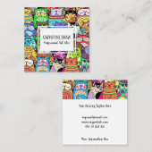 Cat Sitter Cute Pet Doodle Sjabloon Vierkante Visitekaartje (Voorkant / Achterkant)