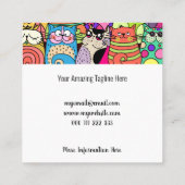 Cat Sitter Cute Pet Doodle Sjabloon Vierkante Visitekaartje (Achterkant)