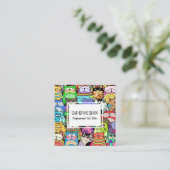 Cat Sitter Cute Pet Doodle Sjabloon Vierkante Visitekaartje (Staand voorkant)