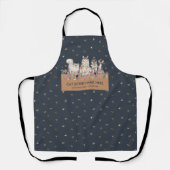Cat Sitter Spa Salon Navy Gold Paws Schort (Voorkant)