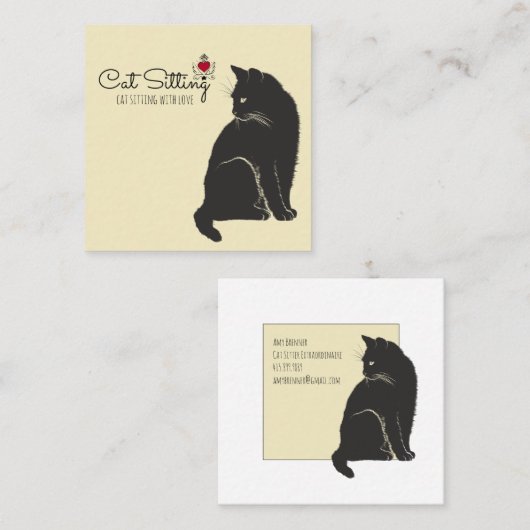 Cat Sitter Vierkante Visitekaartje (Voorkant / Achterkant)