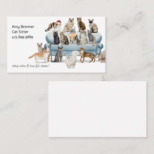 Cat Sitter Waterverf Visitekaartje (Voorkant / Achterkant)