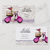 Cat Sitter Zebra Scooter Cute Visitekaartje (Voorkant / Achterkant)