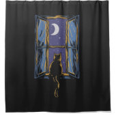 Cat Sitting in Window Shower Curtain Douchegordijn (Voorkant)