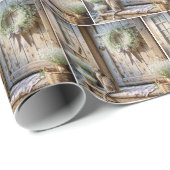 Cat Sitting On a Farmhouse Porch Step Cadeaupapier (Rol Hoek)