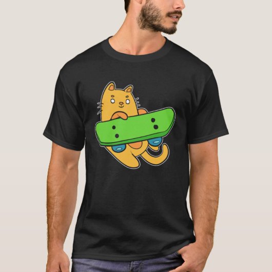 Cat Skateboarder Hobbyist T-shirt (Voorkant)
