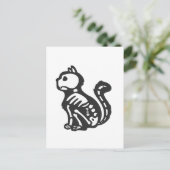Cat skeleton cartoon silhouet - Kies achterkleur Briefkaart (Staand voorkant)