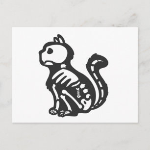 Cat skeleton cartoon silhouet - Kies achterkleur Briefkaart