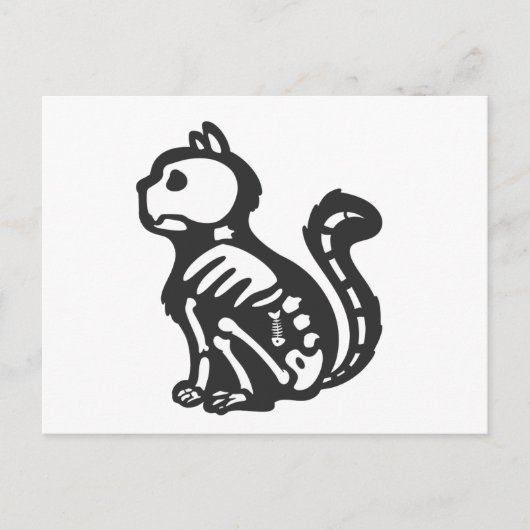 Cat skeleton cartoon silhouet - Kies achterkleur Briefkaart (Voorkant)