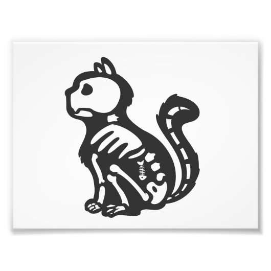 Cat skeleton cartoon silhouet - Kies achterkleur Foto Afdruk (Voorkant)