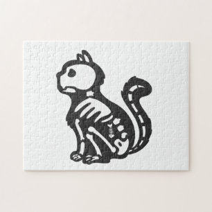 Cat skeleton cartoon silhouet - Kies achterkleur Legpuzzel