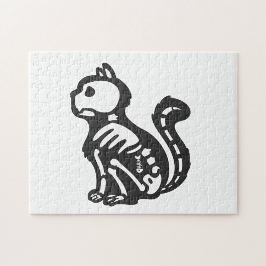 Cat skeleton cartoon silhouet - Kies achterkleur Legpuzzel (Horizontaal)