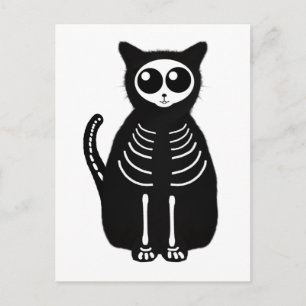 Cat Skeleton Cat Skeleton Cute Halloween Cartoon Briefkaart