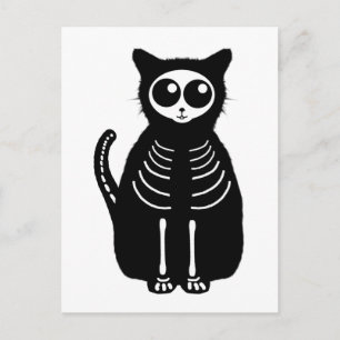 Cat Skeleton Cat Skeleton Cute Halloween Cartoon Briefkaart