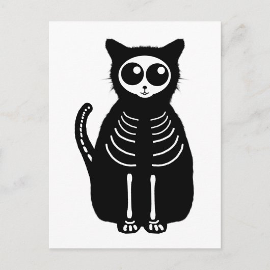 Cat Skeleton Cat Skeleton Cute Halloween Cartoon Briefkaart (Voorkant)