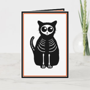 Cat Skeleton Cat Skeleton Cute Halloween Cartoon Kaart