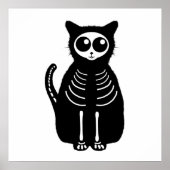 Cat Skeleton Cat Skeleton Cute Halloween Cartoon Poster (Voorkant)