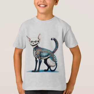 Cat Skeleton Fusion - Hyperdetailleerde kunst T-shirt