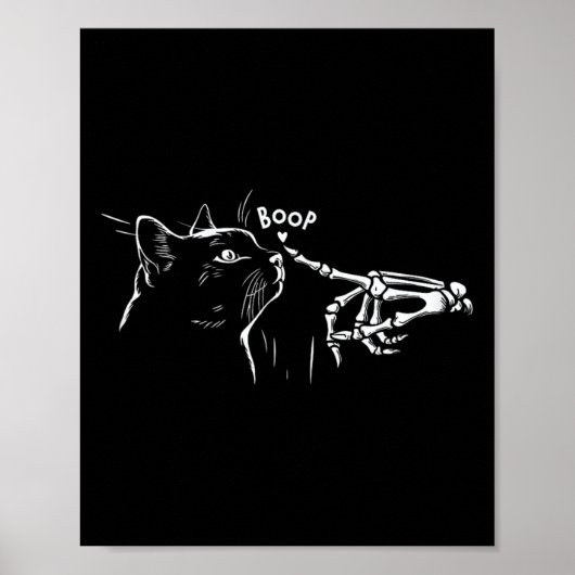 Cat Skeleton Hand Boop Halloween Pet Vrouwen Meisj Poster (Voorkant)