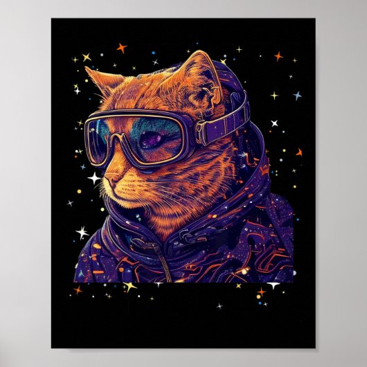 Cat Ski Snowboard Goggles Funny Skiing Snowboardin Poster (Voorkant)