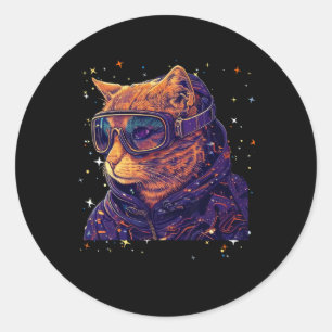 Cat Ski Snowboard Goggles Funny Skiing Snowboardin Ronde Sticker