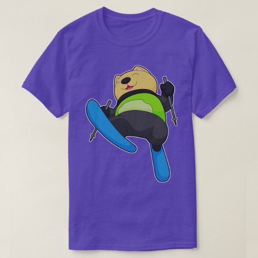 Cat Skier Ski Winter Sport T-shirt (Design voorkant)