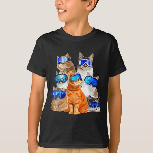 Cat skiing funny  t-shirt (Voorkant)