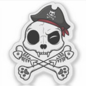 Cat Skull & Crossbones – Grappige piratenkat Sticker (Voorkant)