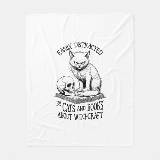 Cat Skull Halloween gemakkelijk afgeleid grappig b Fleece Deken (Voorkant)