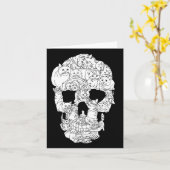 Cat Skull Kat Skeleton Halloween Gothic Punk Emo G Kaart (Gele Bloem)