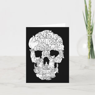Cat Skull Kat Skeleton Halloween Gothic Punk Emo G Kaart