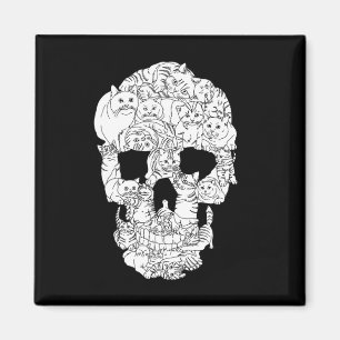 Cat Skull Kat Skeleton Halloween Gothic Punk Emo G Magneet