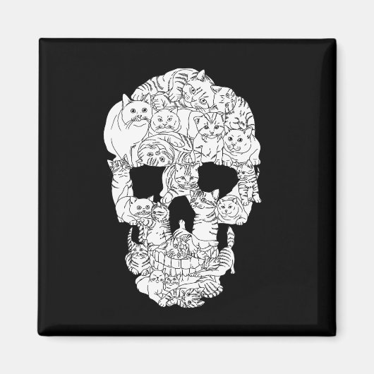 Cat Skull Kat Skeleton Halloween Gothic Punk Emo G Magneet (Voorkant)